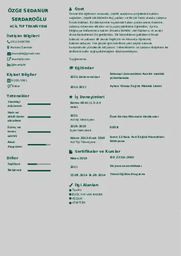 Acil Tıp Teknisyeni CV Örnekleri cv indir